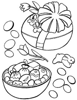coloriage oeuf de paques garni de bonbons